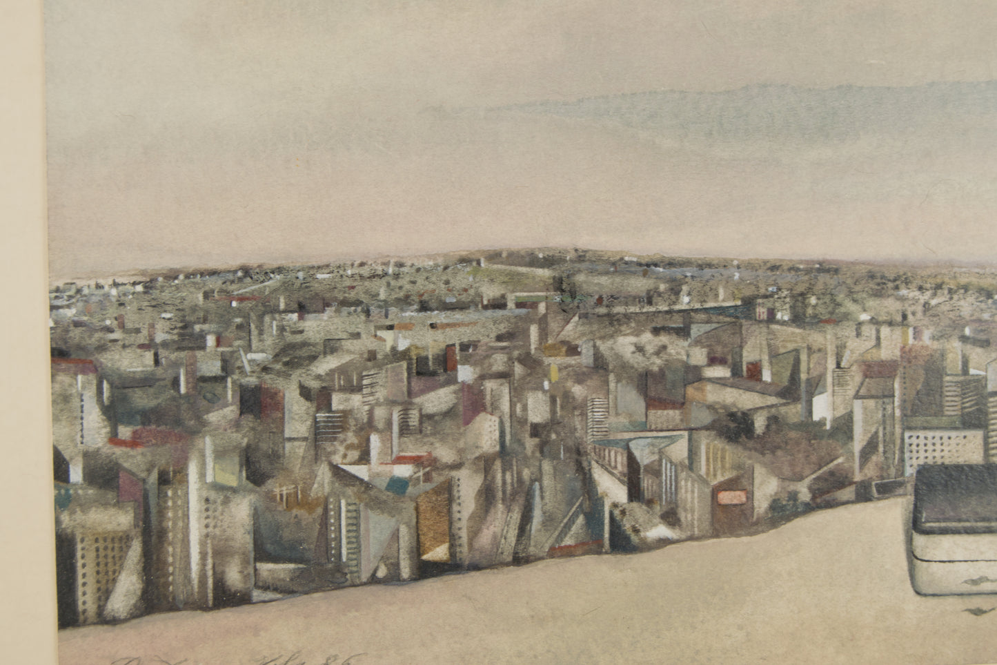 Paco Duran Vila | Panorámica de Barcelona con Bodegón (1985) | Acuarela Original