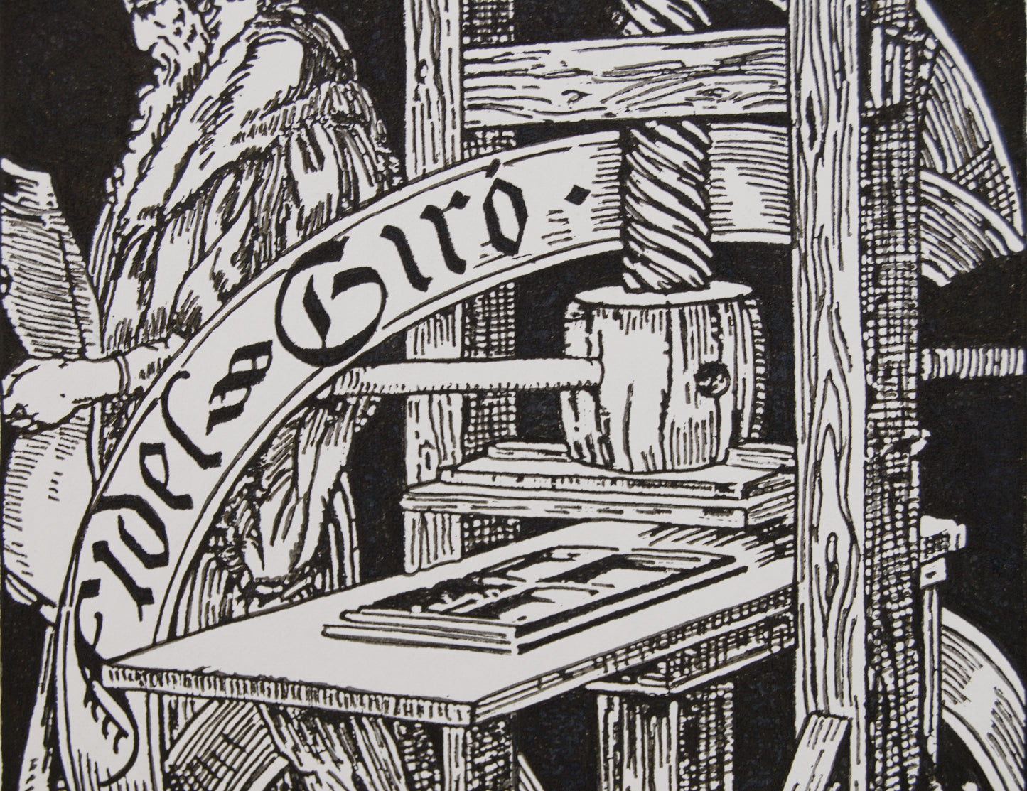 JOSEP TRIADÓ | EX-LIBRIS DE FIDEL GIRÓ (1902) | XILOGRAFÍA ORIGINAL | MODERNISMO CATALÁN