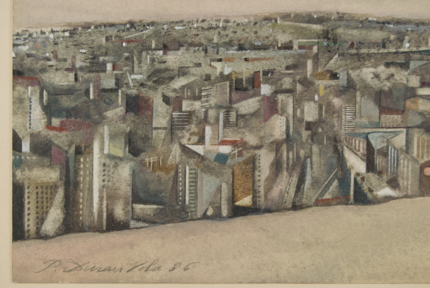 Paco Duran Vila | Panorámica de Barcelona con Bodegón (1985) | Acuarela Original