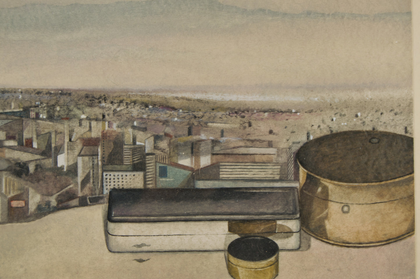 Paco Duran Vila | Panorámica de Barcelona con Bodegón (1985) | Acuarela Original