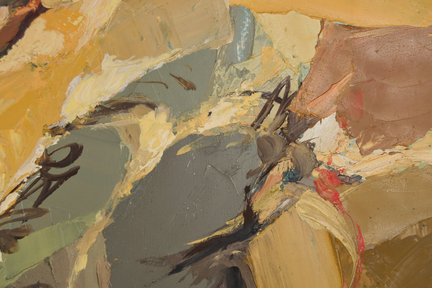 JOSÉ MANUEL LEGAZPI | MATERIEKOMPOSITION IN ROT UND OCKER | ABSTRAKTER EXPRESSIONISMUS | ACRYL AUF PANEL