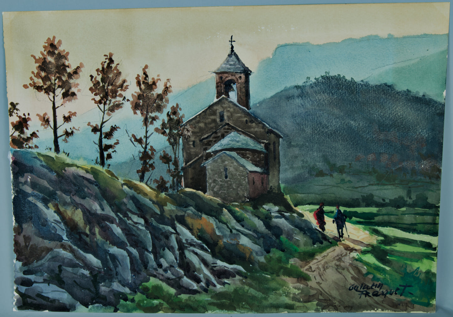 Guillem Fresquet | Paisaje Románico (Camino a la Ermita) | Acuarela Original sobre Papel