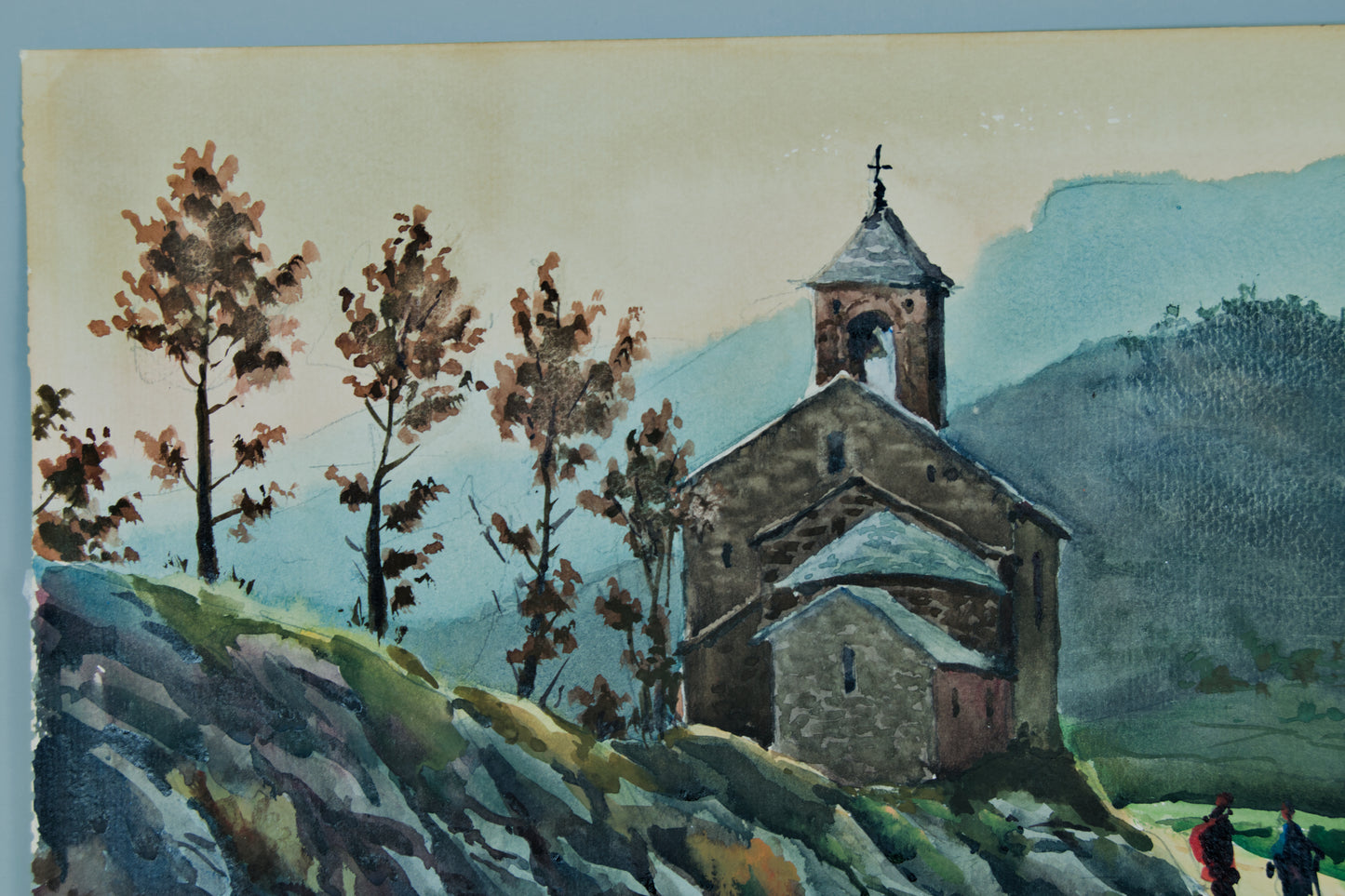 Guillem Fresquet | Paisaje Románico (Camino a la Ermita) | Acuarela Original sobre Papel