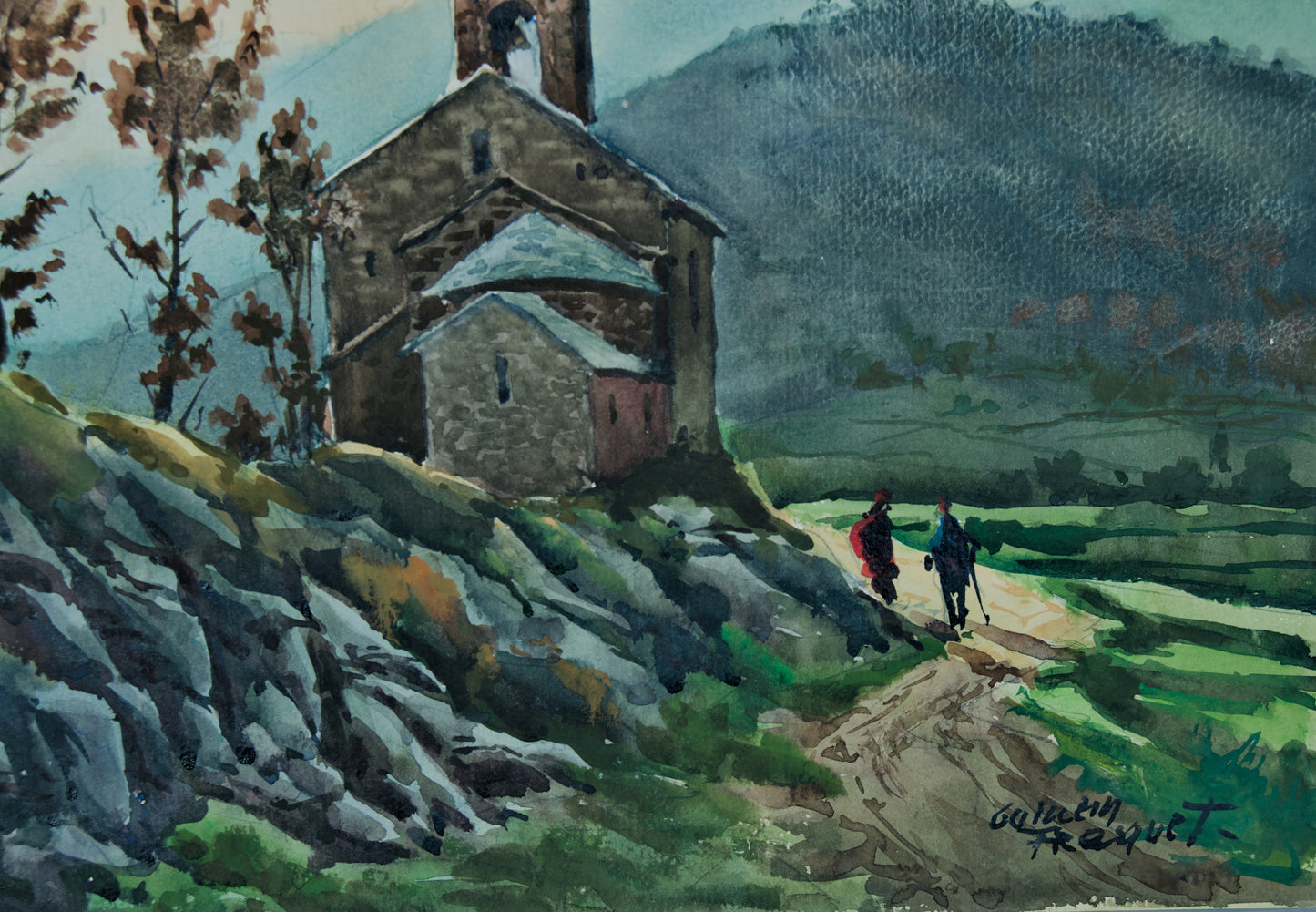 Guillem Fresquet | Paisaje Románico (Camino a la Ermita) | Acuarela Original sobre Papel