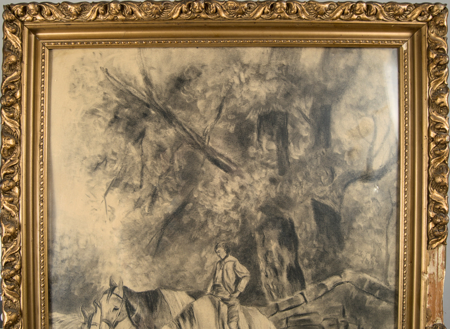 Atribuido a Celestí Galcerán i Carrer | Paisaje Pastoral de Gran Formato | Dibujo Museístico a Carboncillo