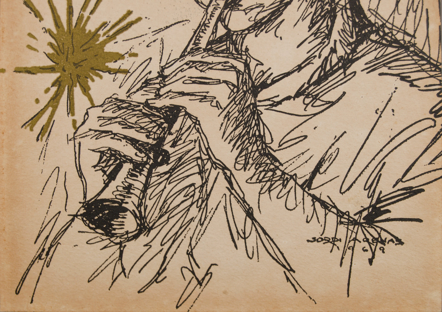 JORDI ARENAS | EL SONIDO DE LA LUZ (JOVEN MÚSICO) | TINTA ORIGINAL Y PIGMENTO | EXPRESIONISMO CATALÁN