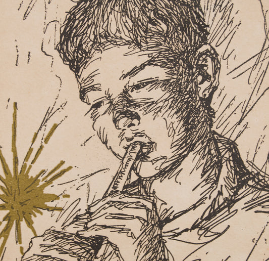 JORDI ARENAS | EL SONIDO DE LA LUZ (JOVEN MÚSICO) | TINTA ORIGINAL Y PIGMENTO | EXPRESIONISMO CATALÁN