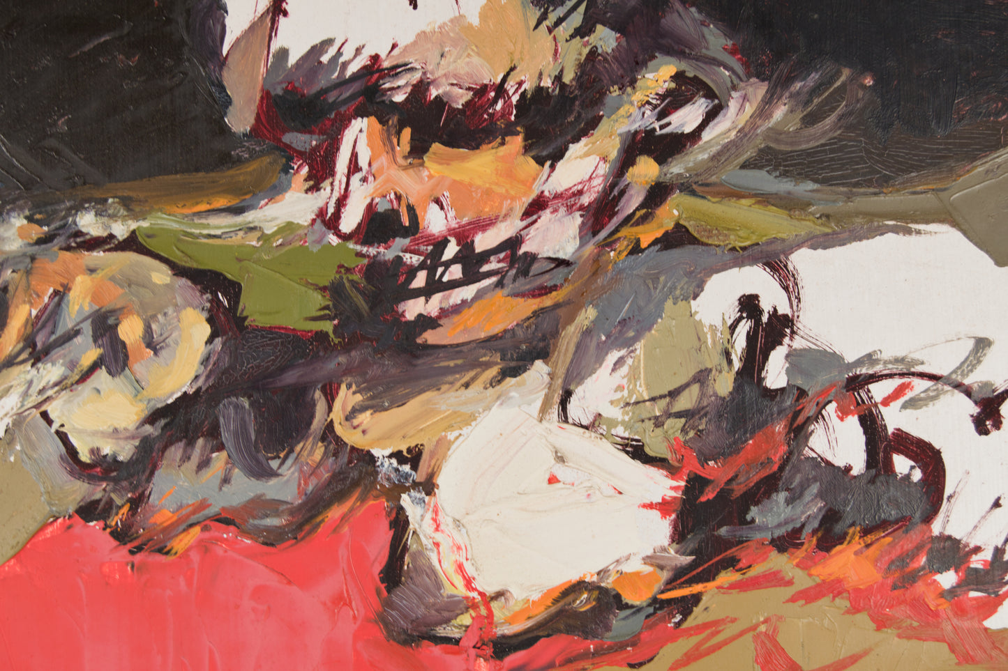 JOSÉ MANUEL LEGAZPI | ABSTRAKTE MATERIEKOMPOSITION IN GELB UND ROT | INFORMALISMUS | ACRYL AUF KARTON