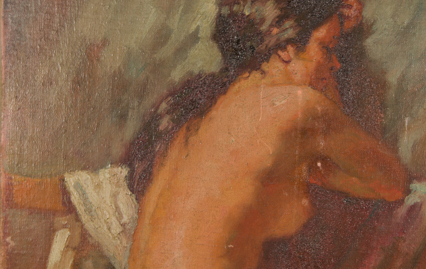 Juan Valera Montoro | Desnudo Femenino de Espaldas | Óleo Original sobre Lienzo