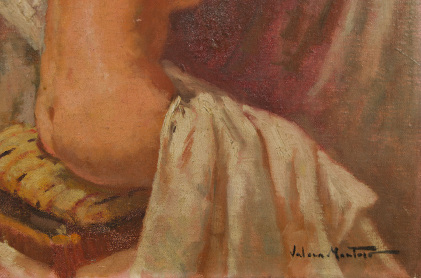 Juan Valera Montoro | Desnudo Femenino de Espaldas | Óleo Original sobre Lienzo