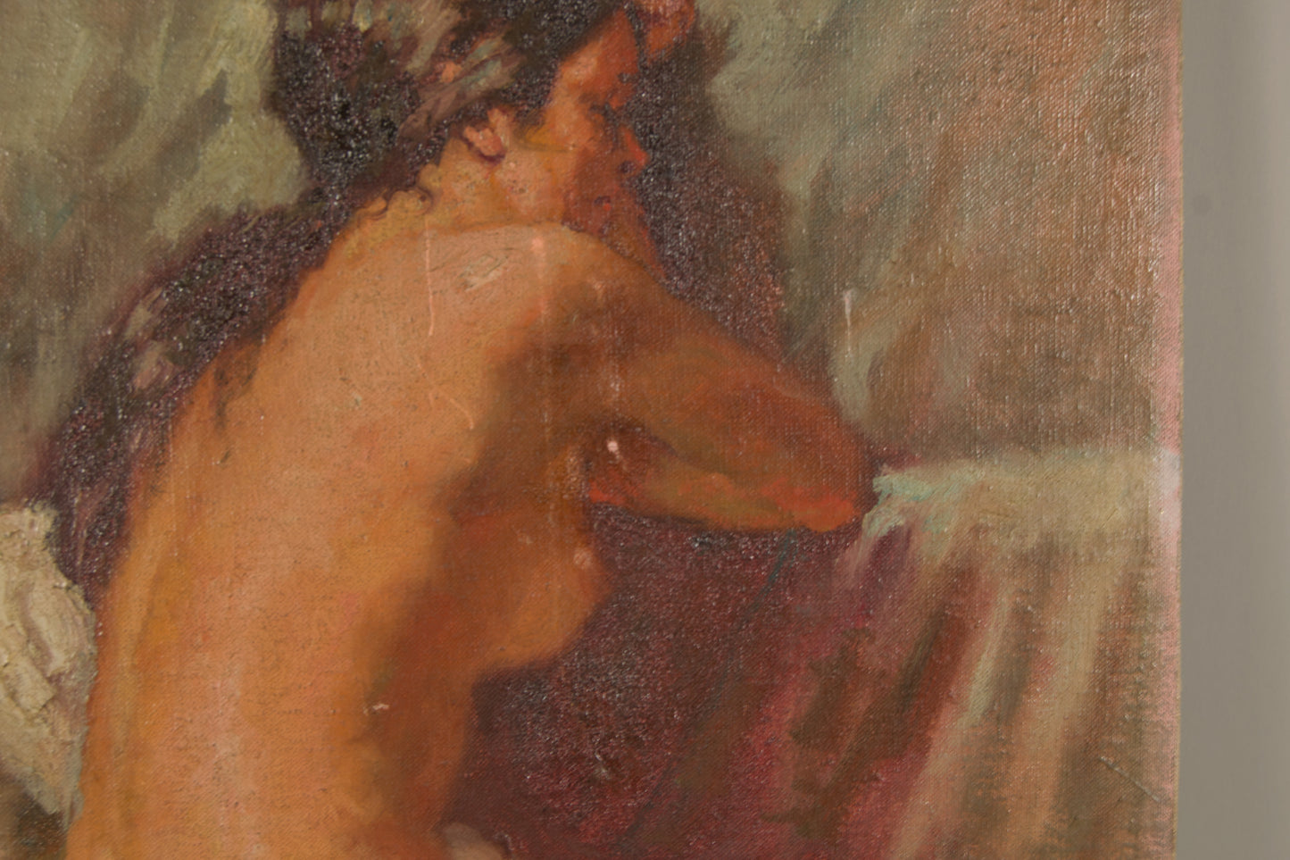Juan Valera Montoro | Desnudo Femenino de Espaldas | Óleo Original sobre Lienzo