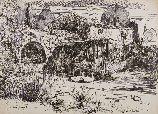 JOSEP SOLÉ PUJOL | MASÍA EN PALERA: ARQUITECTURA DEL TERRITORIO | PAISAJISMO CATALÁN | TINTA SOBRE PAPEL