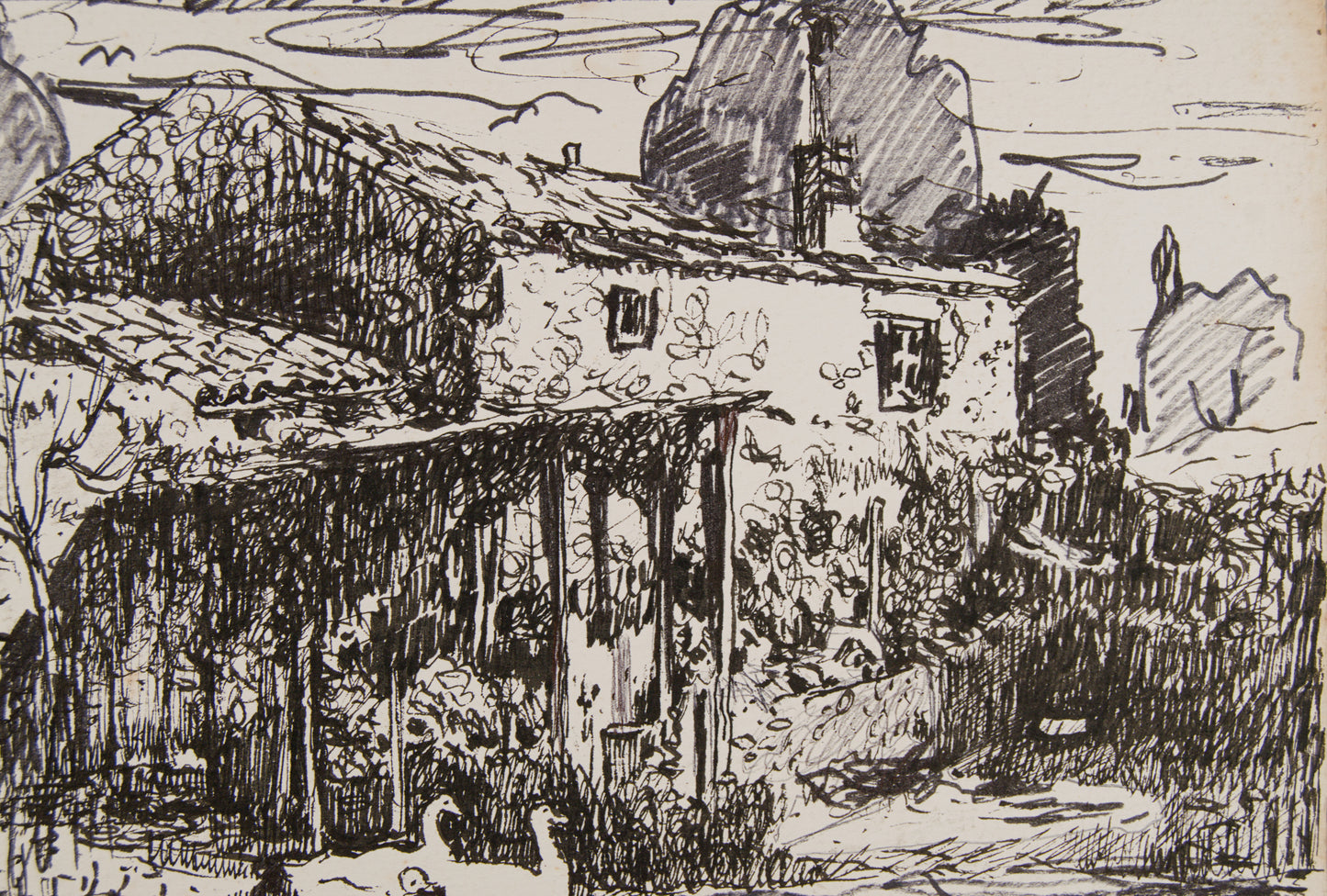 JOSEP SOLÉ PUJOL | MASÍA EN PALERA: ARQUITECTURA DEL TERRITORIO | PAISAJISMO CATALÁN | TINTA SOBRE PAPEL