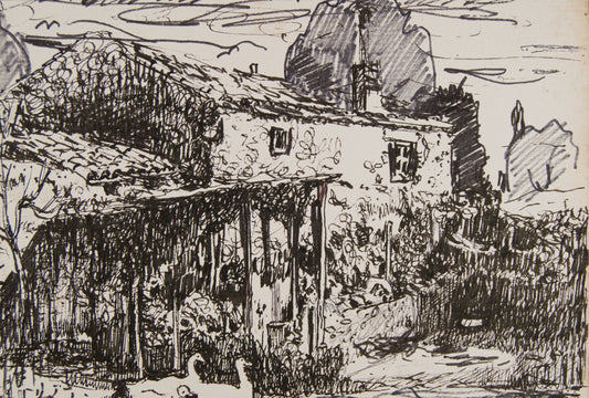 JOSEP SOLÉ PUJOL | MASÍA EN PALERA: ARQUITECTURA DEL TERRITORIO | PAISAJISMO CATALÁN | TINTA SOBRE PAPEL