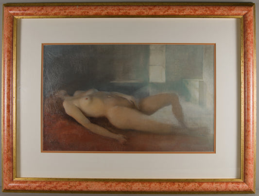 GLAUCO CAPOZZOLI | WEIBLICHER AKT IN DER DÄMMERUNG | RIO DE LA PLATA FIGURIERUNG | ÖL AUF LEINWAND