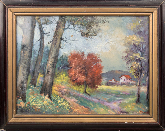 Canals | Paisaje Postimpresionista con Masía | Óleo sobre Lienzo | Finales S. XIX - Principios S. XX
