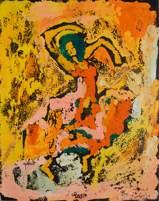 JOAN QUERALT | "LA CHUNGA": EXPRESIONISMO GESTUAL | FAUVISMO CATALÁN | TÉCNICA MIXTA SOBRE CARTULINA