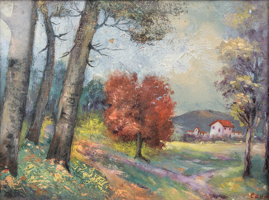 Canals | Paisaje Postimpresionista con Masía | Óleo sobre Lienzo | Finales S. XIX - Principios S. XX