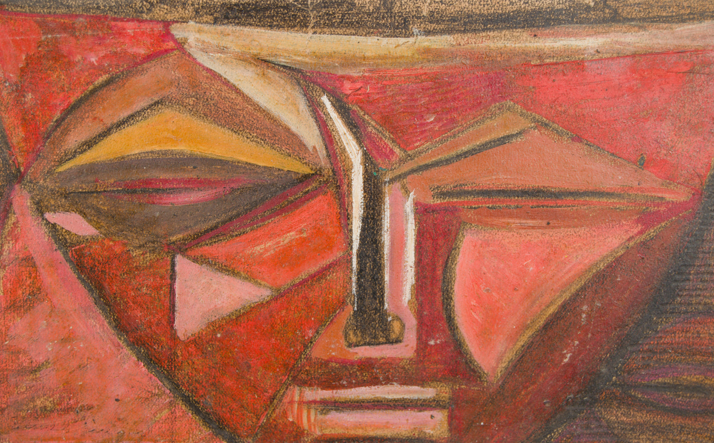Humberto Jaimes Sánchez | Rostro Cubista, Roma 1954 | Óleo sobre Papel