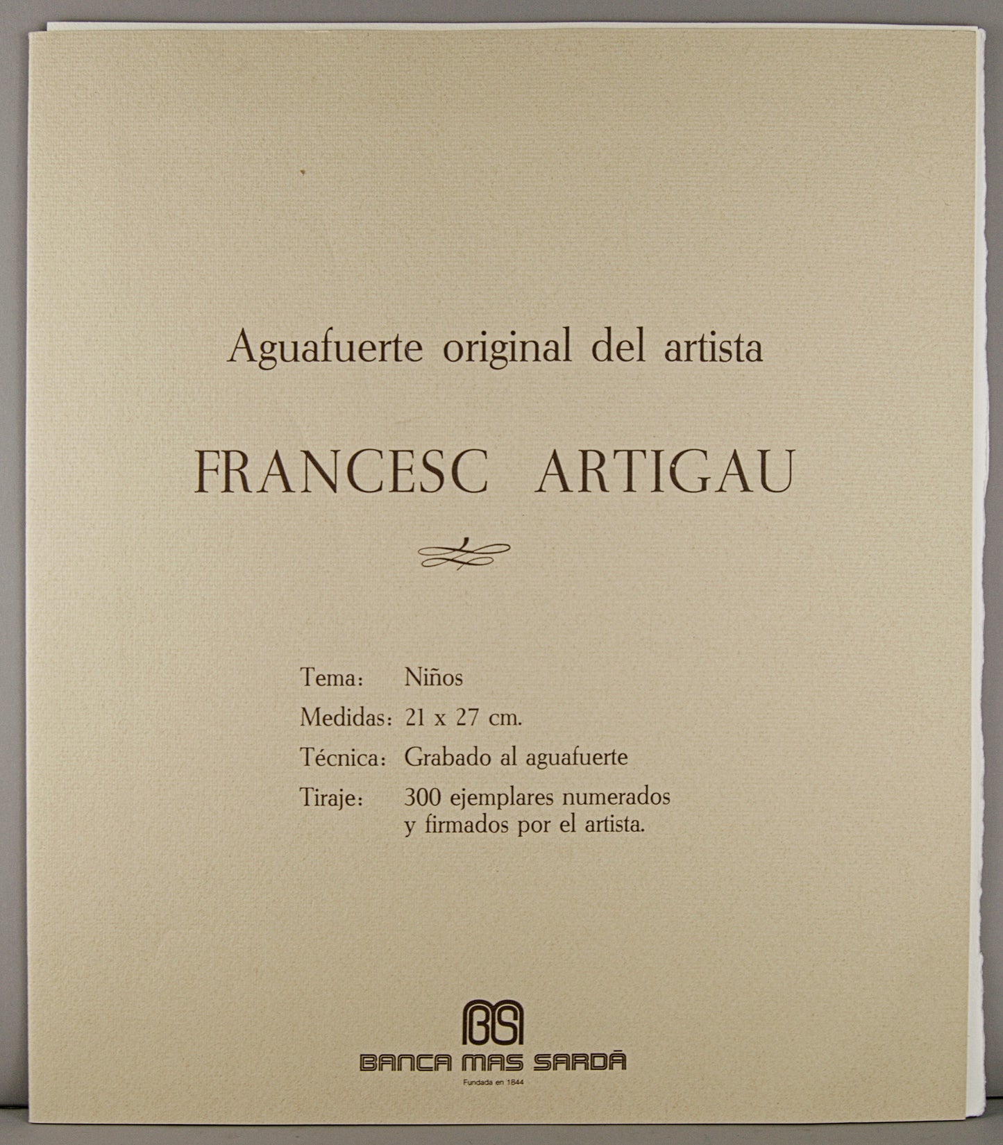 FRANCESC ARTIGAU | NIÑOS (1981) | EDICIÓN INSTITUCIONAL (H/C) | AGUAFUERTE ORIGINAL