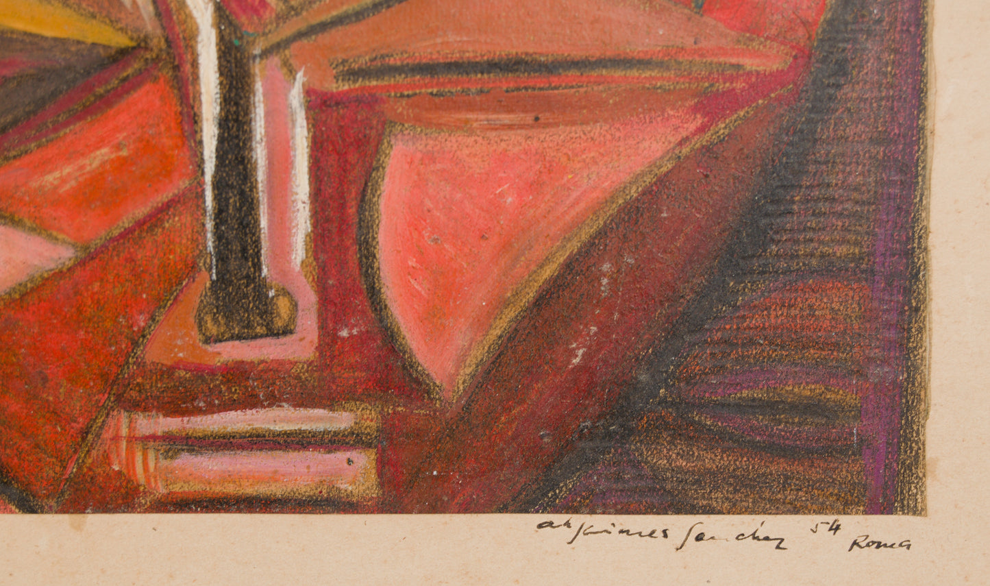 Humberto Jaimes Sánchez | Rostro Cubista, Roma 1954 | Óleo sobre Papel