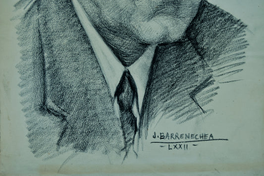 JOSEP BARRENECHEA: MALE PORTRAIT | ORIGINAL CHARCOAL DRAWING