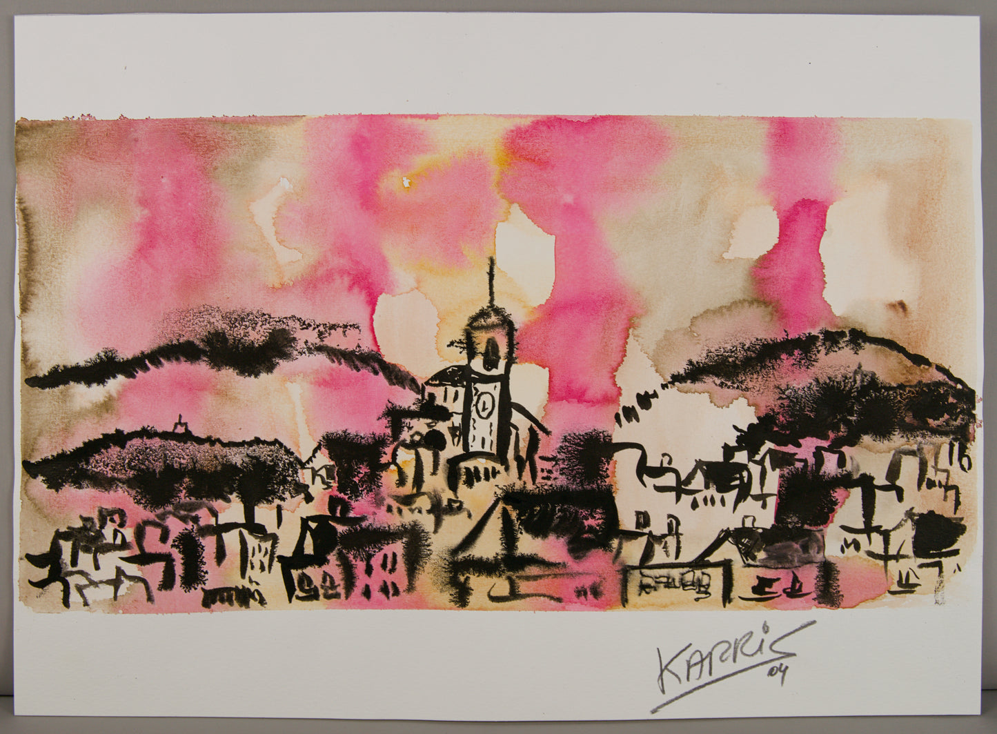 ANTONI CARRERA "KARRIS" | SILUETA URBANA: GESTO EXPRESIONISTA | ACUARELA Y TINTA SOBRE PAPEL