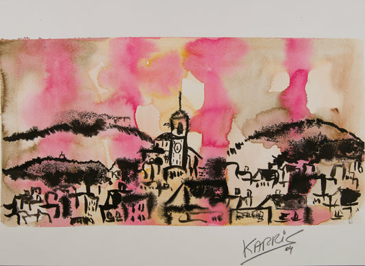 ANTONI CARRERA "KARRIS" | SILUETA URBANA: GESTO EXPRESIONISTA | ACUARELA Y TINTA SOBRE PAPEL