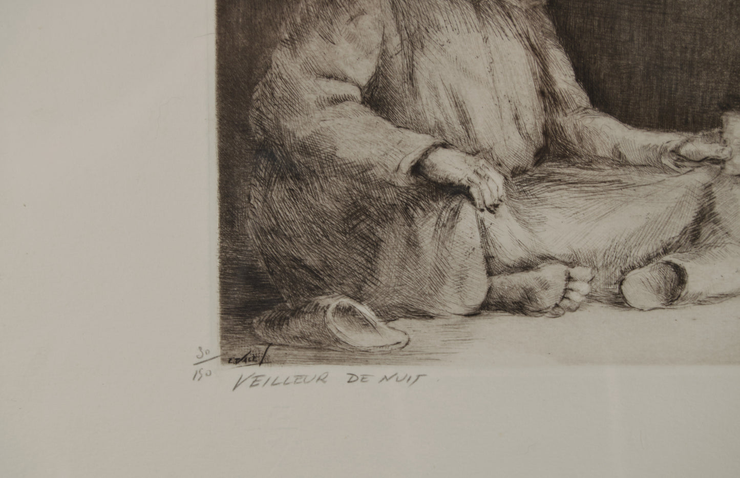 EDMOND VALÈS | VEILLEUR DE NUIT (EL VIGILANTE NOCTURNO) | ORIENTALISMO | GRABADO AL AGUAFUERTE