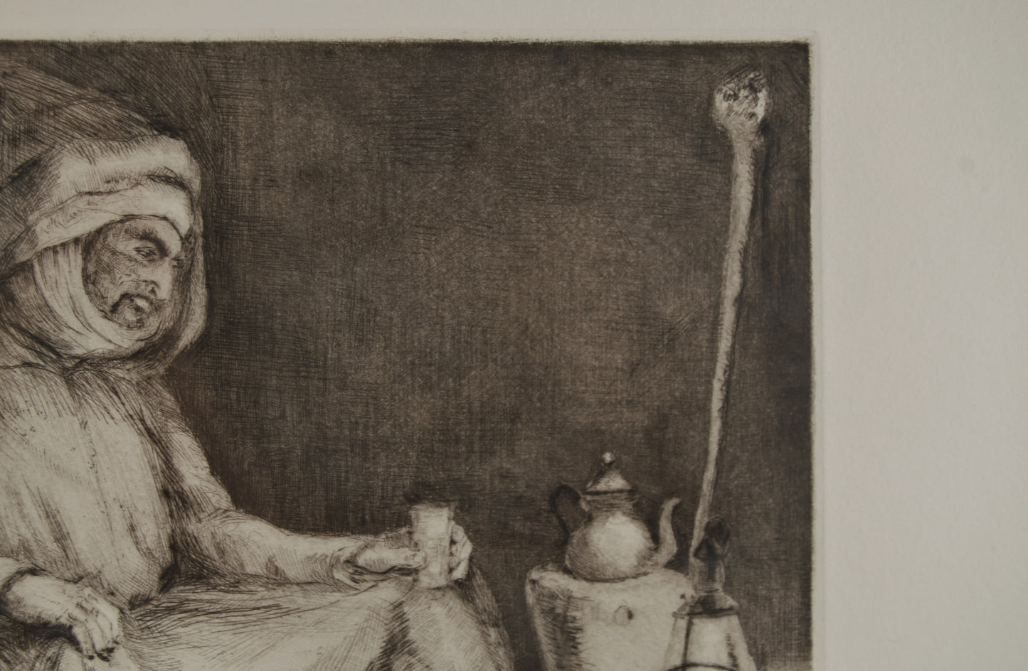 EDMOND VALÈS | VEILLEUR DE NUIT (EL VIGILANTE NOCTURNO) | ORIENTALISMO | GRABADO AL AGUAFUERTE