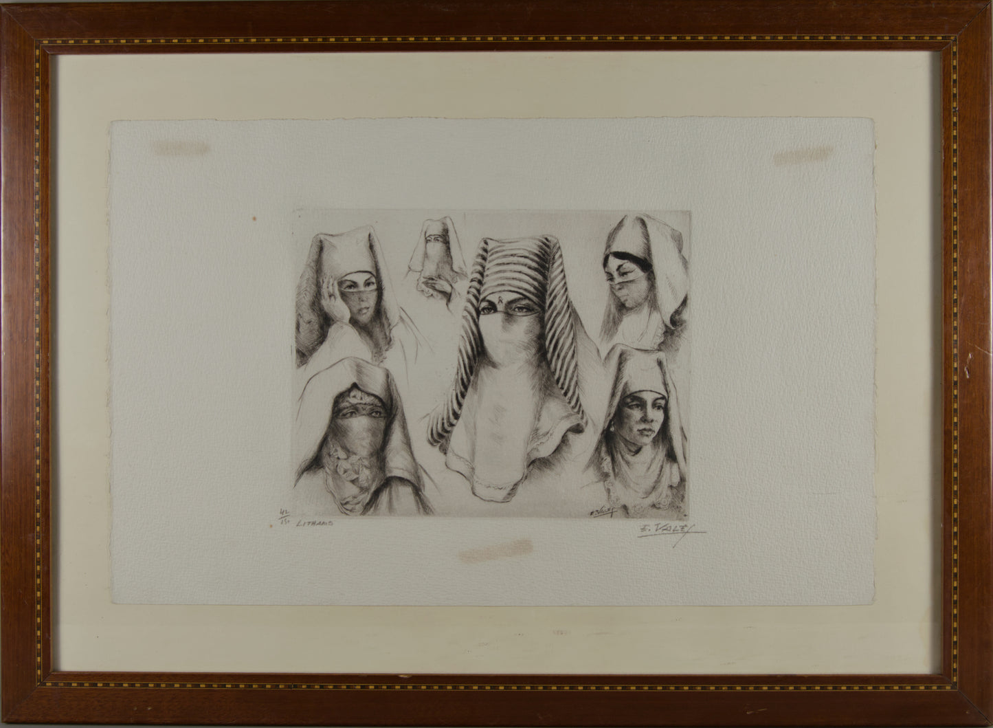 EDMOND VALÈS | LITHAMS (MUJERES VELADAS) | ORIENTALISMO ETNOGRÁFICO | GRABADO A PUNTA SECA