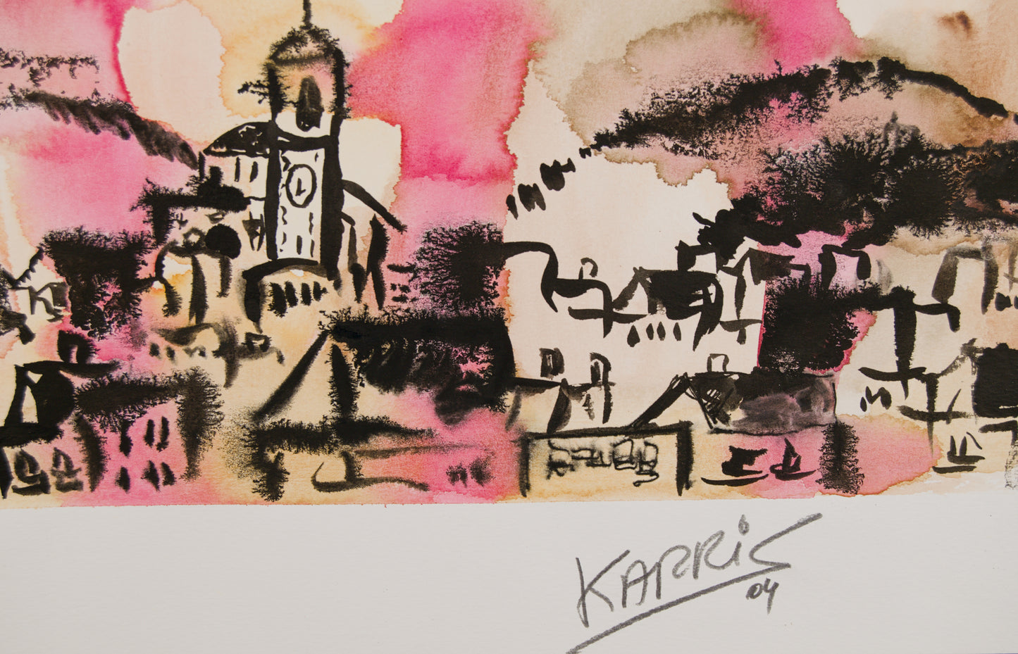 ANTONI CARRERA "KARRIS" | SILUETA URBANA: GESTO EXPRESIONISTA | ACUARELA Y TINTA SOBRE PAPEL