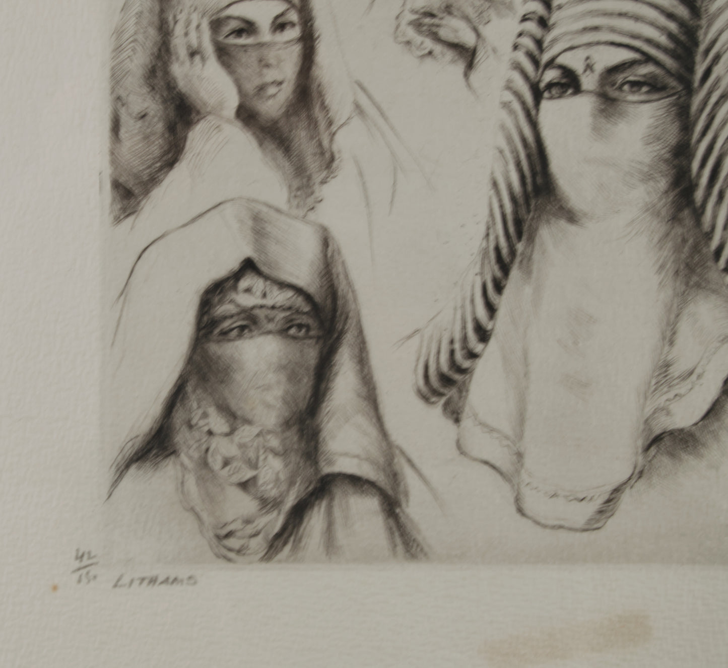 EDMOND VALÈS | LITHAMS (MUJERES VELADAS) | ORIENTALISMO ETNOGRÁFICO | GRABADO A PUNTA SECA