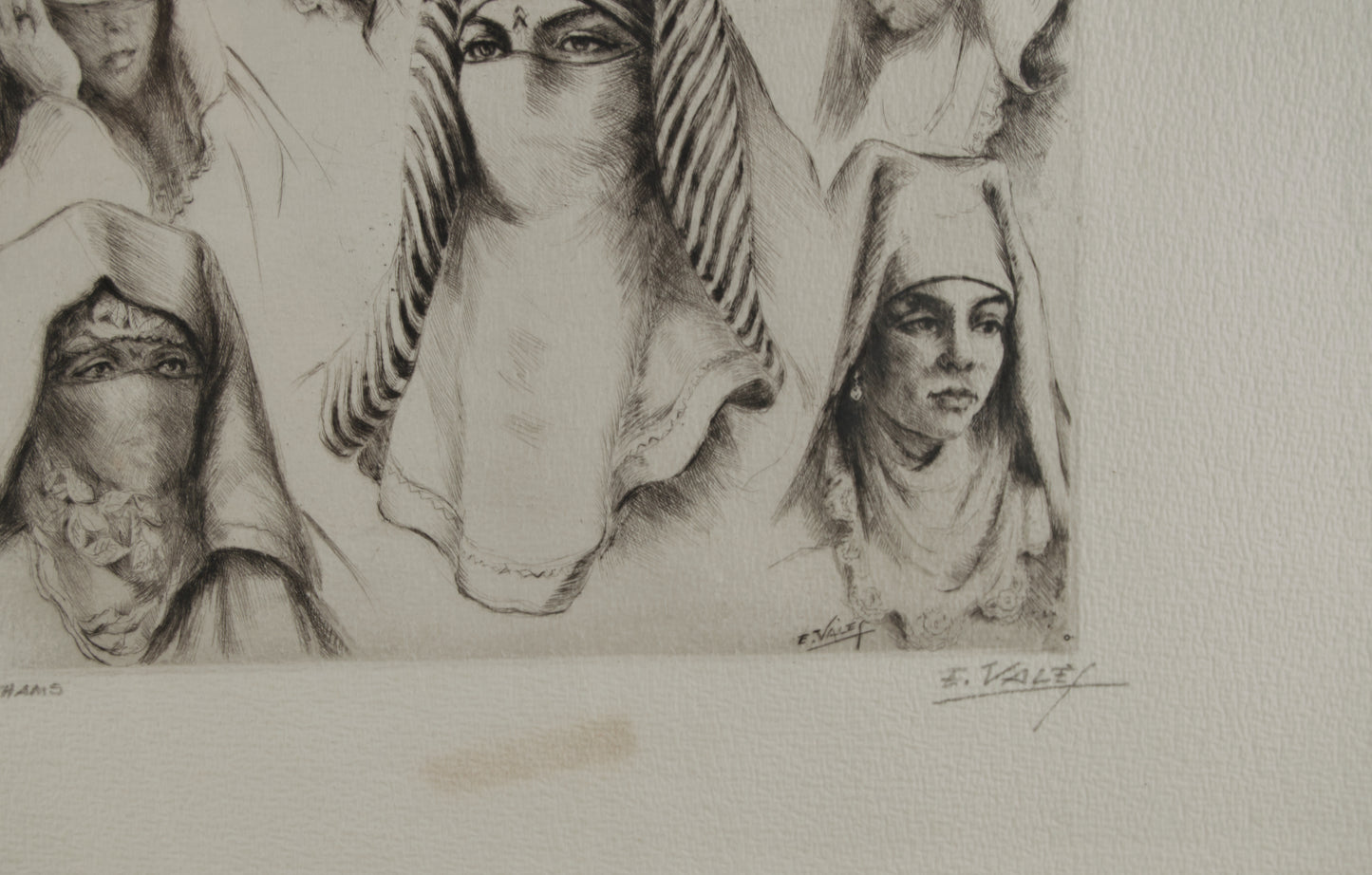 EDMOND VALÈS | LITHAMS (MUJERES VELADAS) | ORIENTALISMO ETNOGRÁFICO | GRABADO A PUNTA SECA