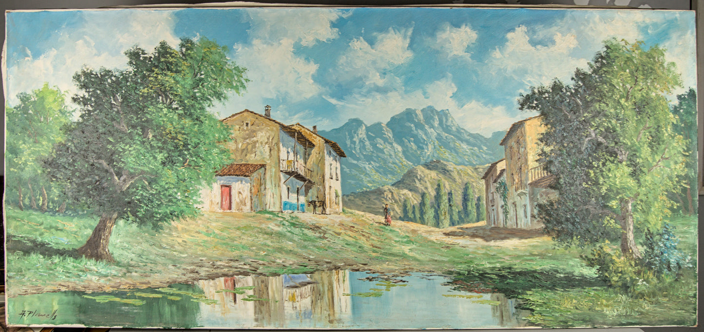 Àngel Planells | "Poble Muntanya" (Paisaje Rural) | Círculo Dalí | Óleo sobre Lienzo