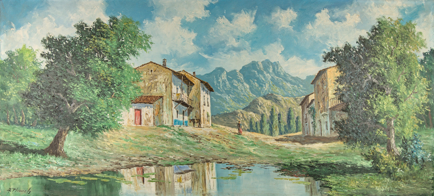 Àngel Planells | "Poble Muntanya" (Paisaje Rural) | Círculo Dalí | Óleo sobre Lienzo