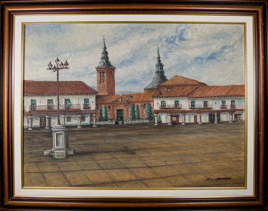 Jesús Casas | Plaza de Navalcarnero: Paisaje Urbano Monumental | Óleo sobre Lienzo (1978)