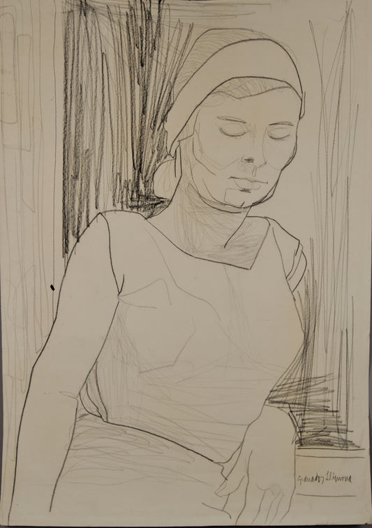 Joan Granados Llimona | Mujer en Calma (Estudio del Natural) | Dibujo Original a Lápiz