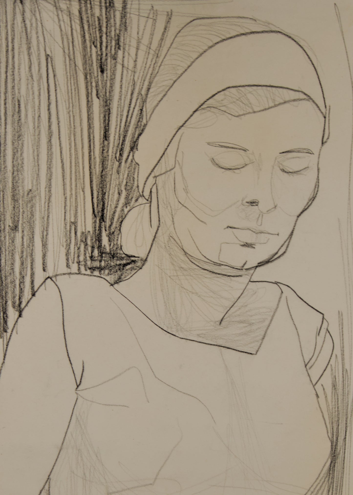 Joan Granados Llimona | Mujer en Calma (Estudio del Natural) | Dibujo Original a Lápiz