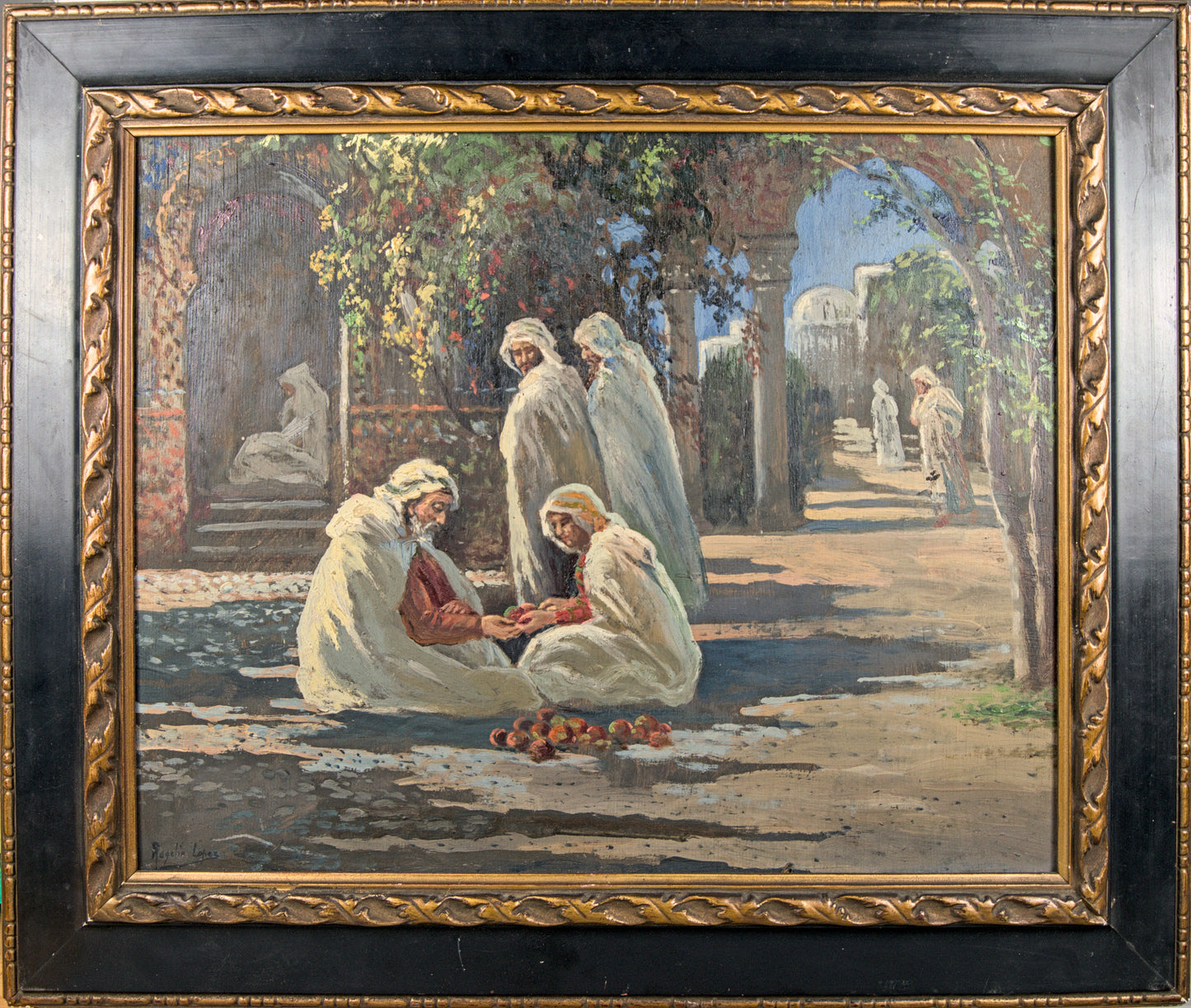 Rogelio López Fernández | Escena Oriental al Sol | Óleo Original (Discípulo de Sorolla)