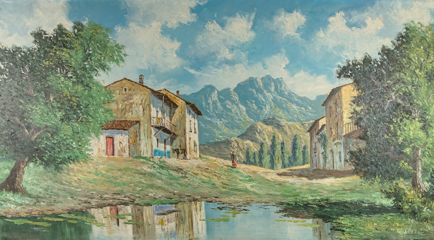Àngel Planells | "Poble Muntanya" (Paisaje Rural) | Círculo Dalí | Óleo sobre Lienzo