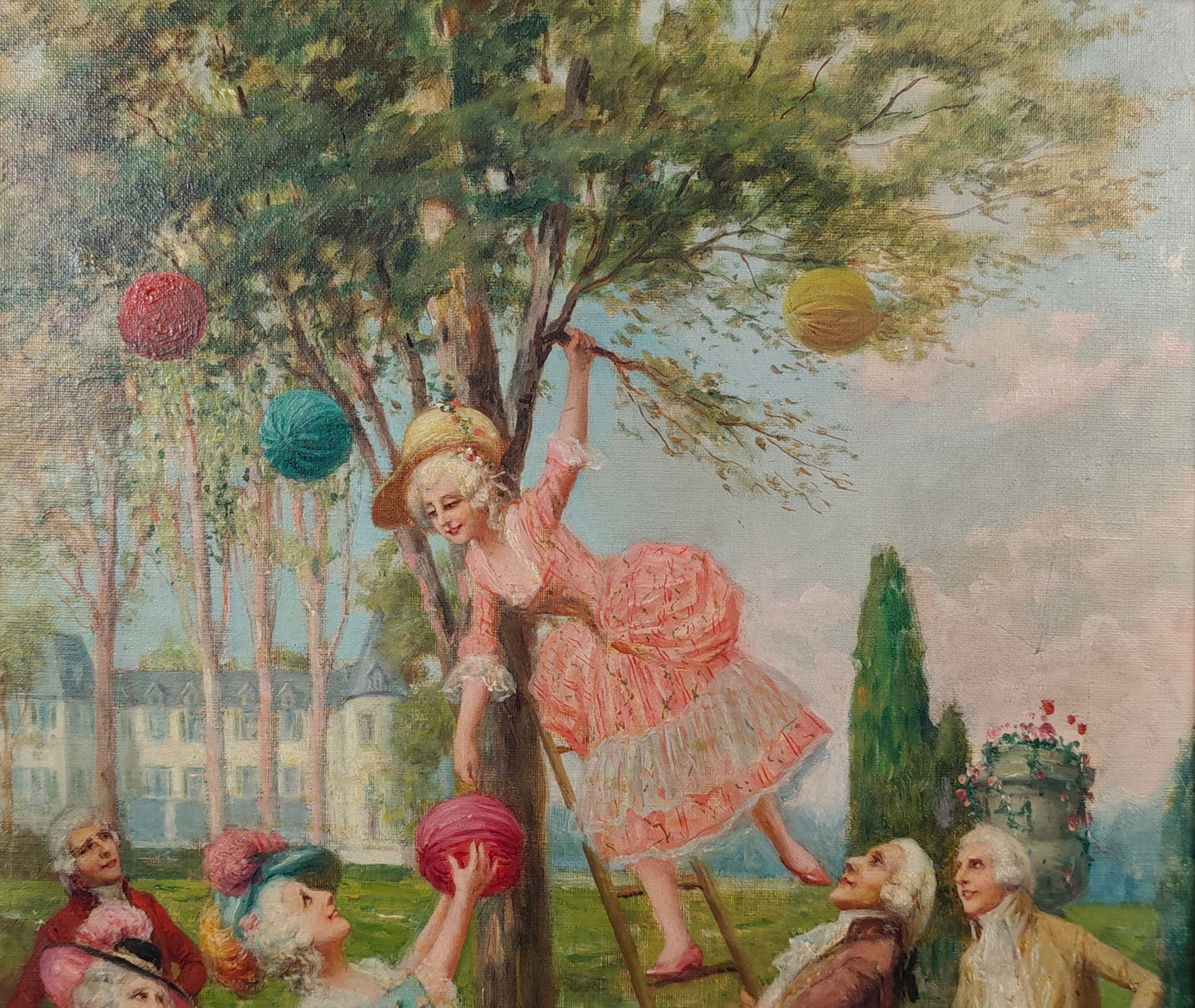 Mariano Alonso Pérez | Fiesta Galante | Óleo sobre lienzo | Pintura de Casacones S. XIX