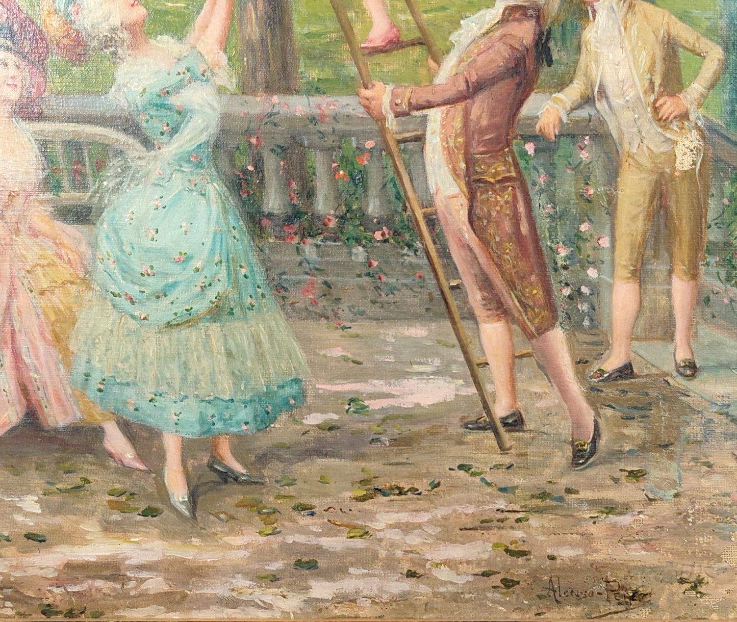 Mariano Alonso Pérez | Fiesta Galante | Óleo sobre lienzo | Pintura de Casacones S. XIX