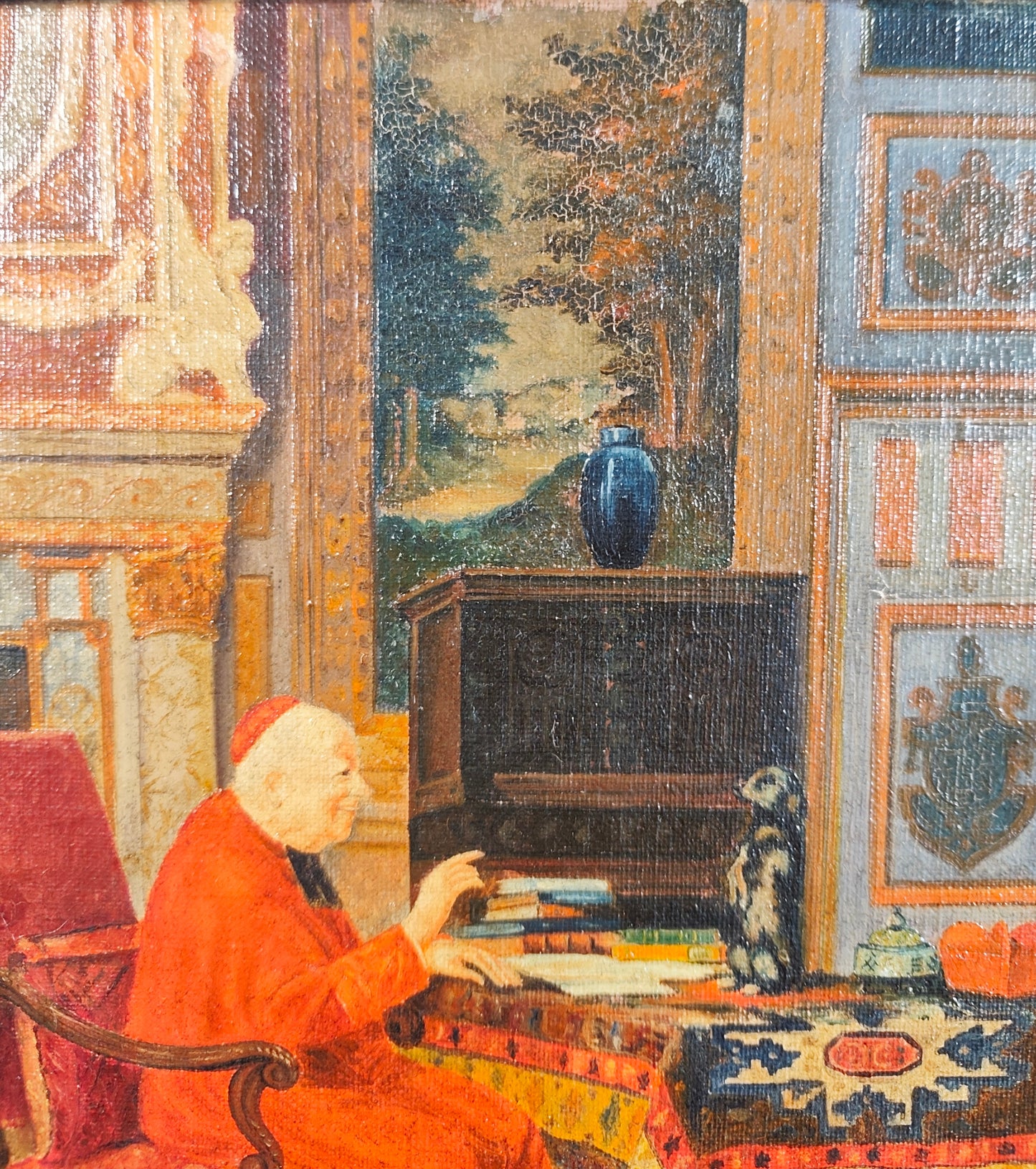 Frans Geerts | El Cardenal en su Estudio | Óleo sobre lienzo | Costumbrismo Anecdótico Belga