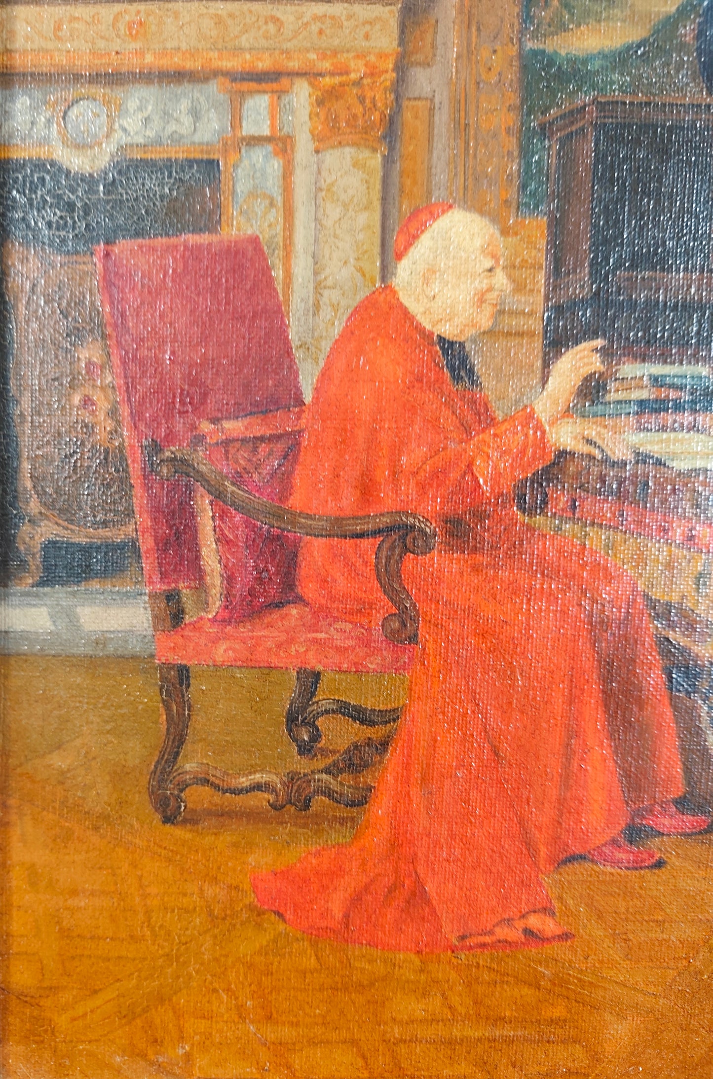 Frans Geerts | El Cardenal en su Estudio | Óleo sobre lienzo | Costumbrismo Anecdótico Belga