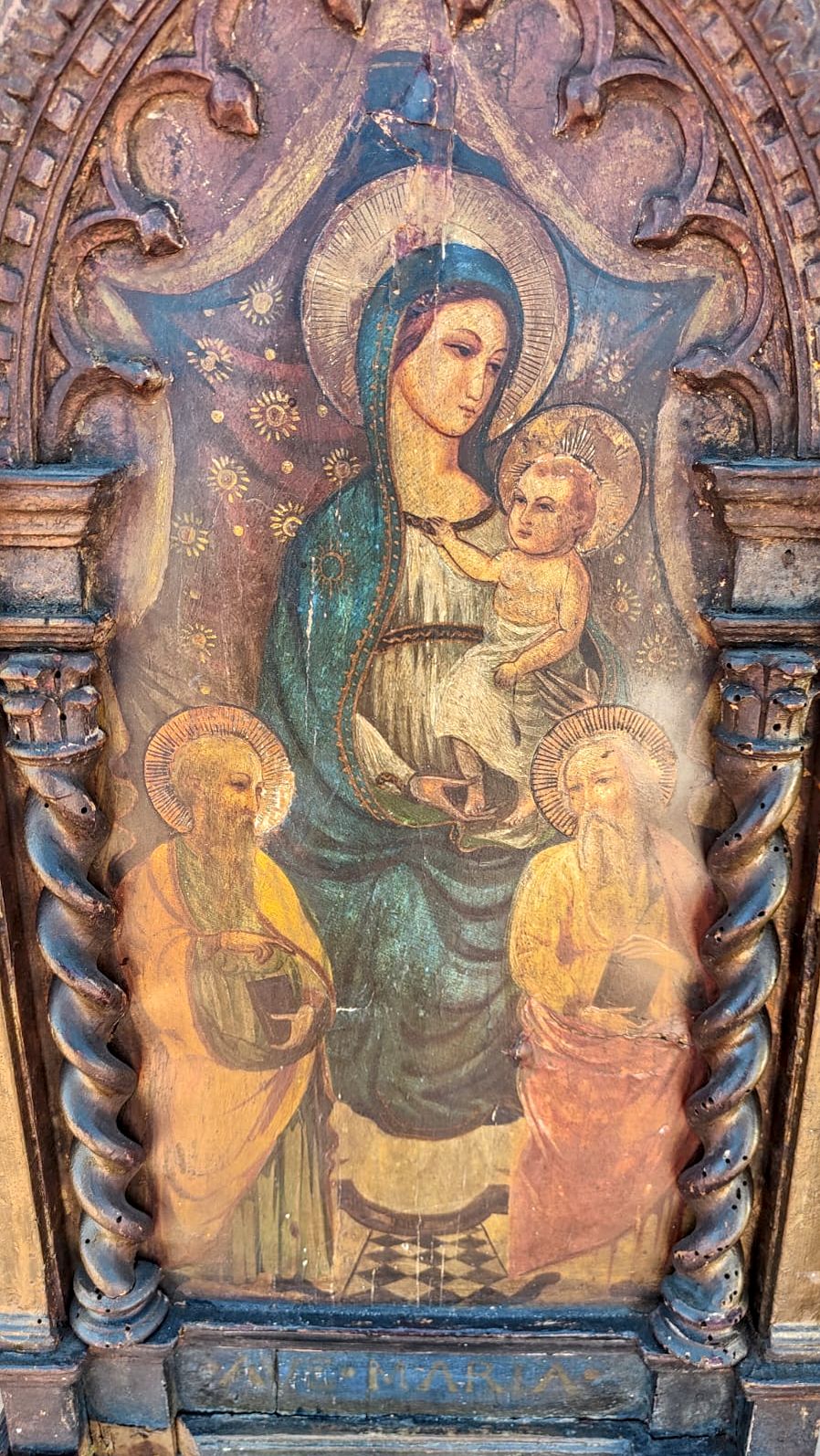 Escuela Europea | The Ave Maria Relic: Madonna con el Niño y Santos | Óleo y Retablo de Alta Antigüedad