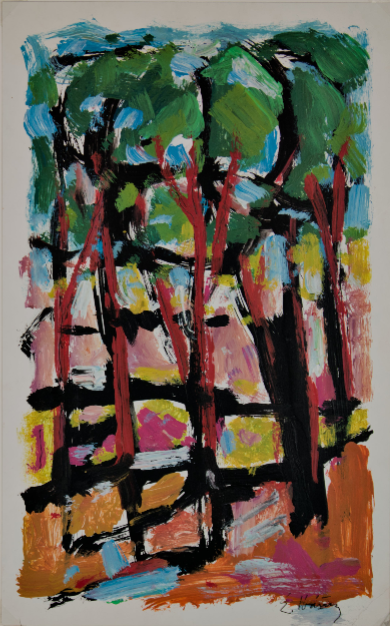ERNEST IBÁÑEZ | CAMPING (EXPRESSIONIST FOREST) ​​| LLEIDA SCHOOL | ACRYLIC ON PAPER