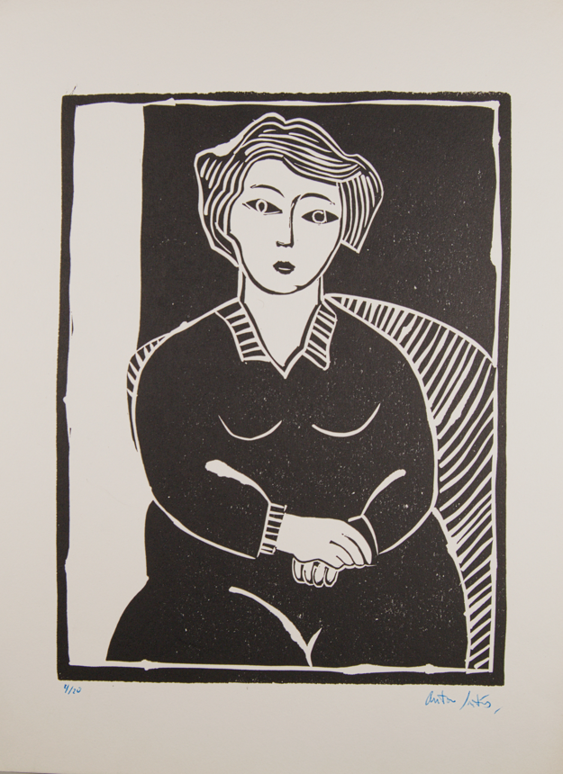 ANTONIO SANTOS | RETRATO DE MUJER (4/20) | LINOGRABADO ORIGINAL | GRÁFICA CONTEMPORÁNEA