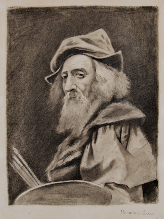 Herminia Creus | El Artista ante el Espejo | Dibujo Original al Carboncillo
