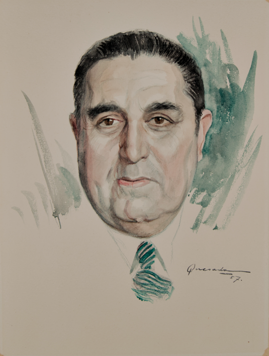 Julio Quesada | Retrato de Carácter (1957) | Acuarela Original sobre Papel